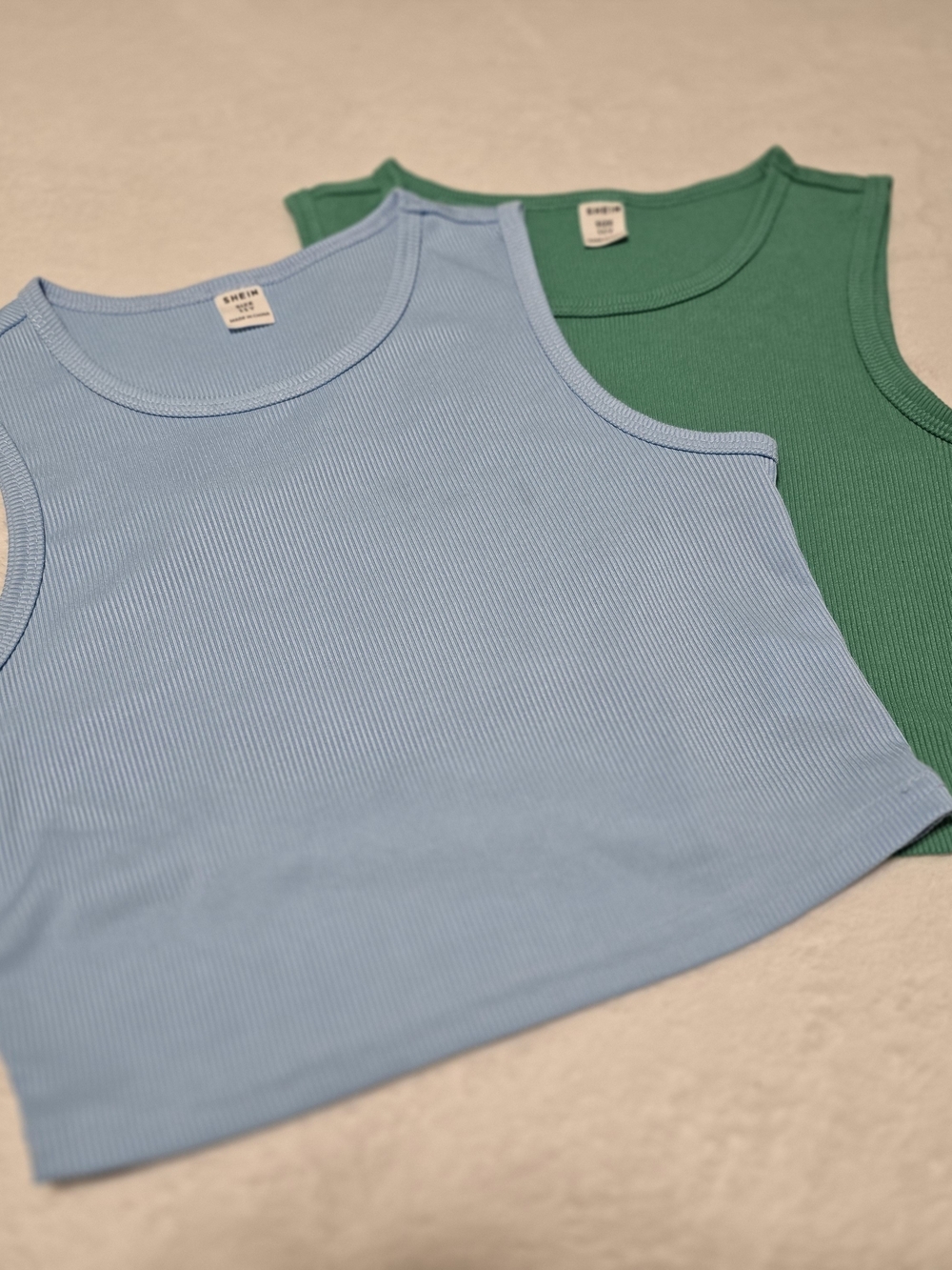 SHEIN Kids Ribbed Tank Tops - Light Blue & Green